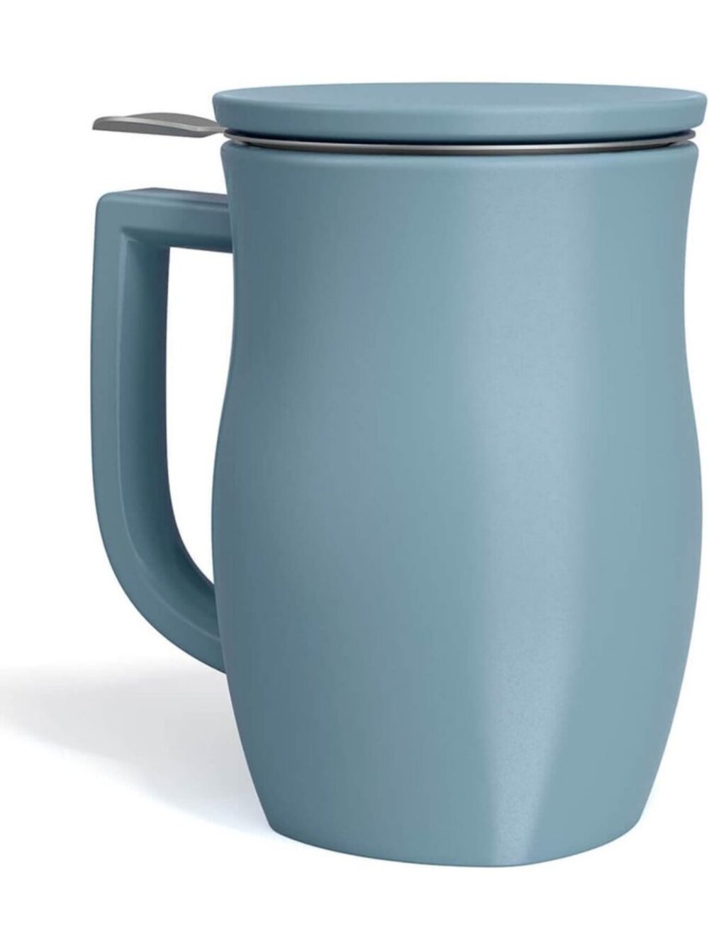Elegant Stone Blue Ceramic Tea Cup with Infuser - Perfect for Tea Lovers
